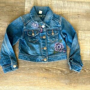 Baby Gap girls embroidered Jean jacket size 3